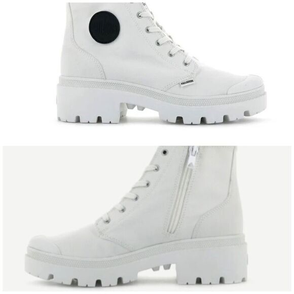 PALLADIUM - NWTIB - L Sz 11 (EUR 43) Pallabase Twill High Top in Stark White ♥️ - Picture 3 of 16